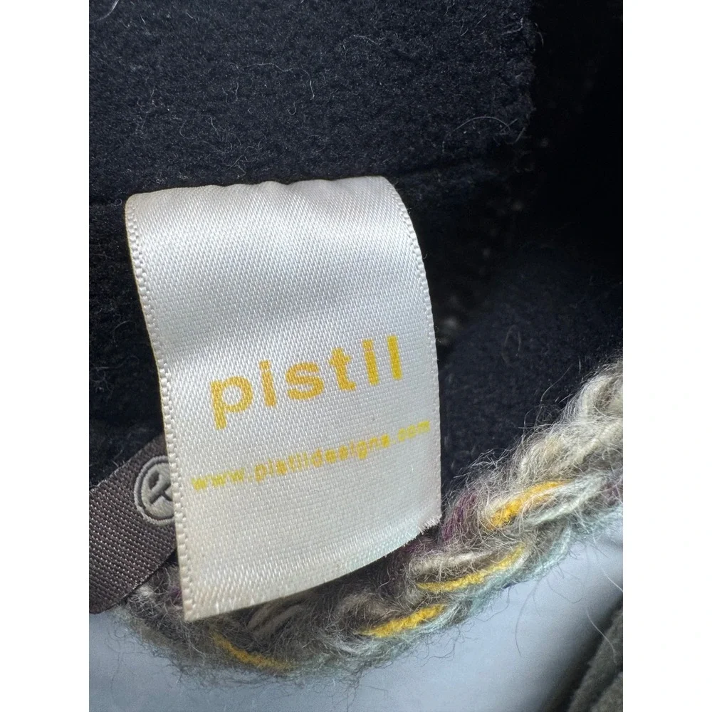 Pistil Beanie Pom Pom Knit Hat Brown Multi Color Fleece Lined Winter One Size